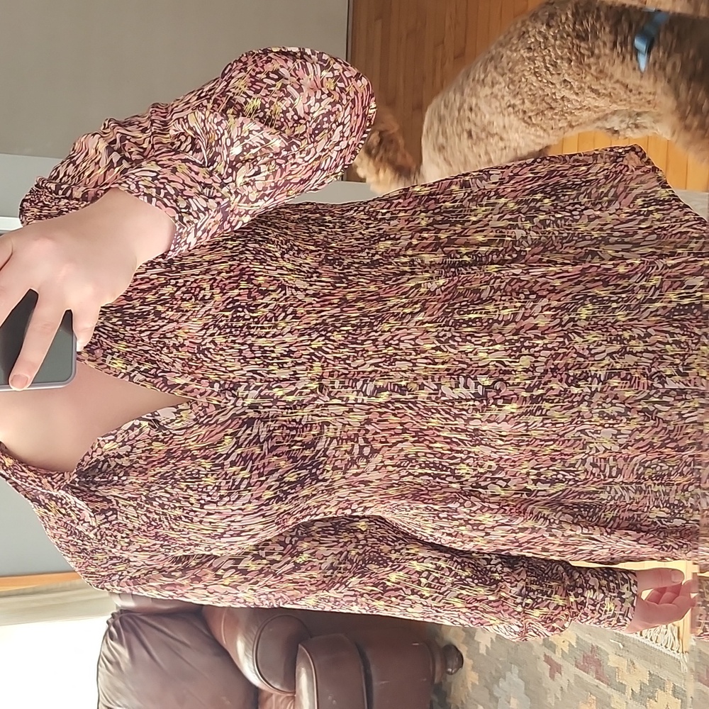 Cable & Gauge Abstract Print Blouse in Pink And Gold